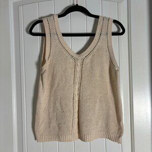 Vintage YCC Yellow Cab Co Cream Knit Sleeveless Top Womens Medium